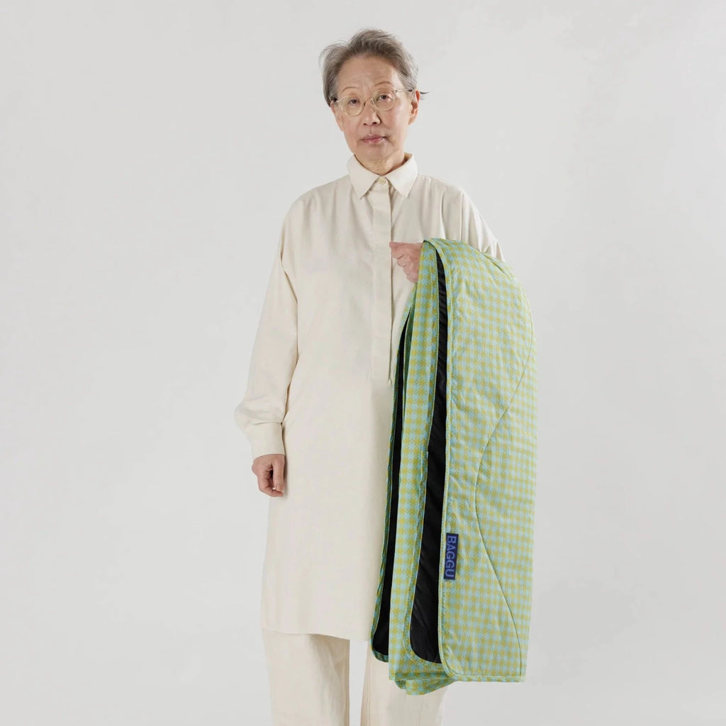 Baggu Puffy Picnic Blanket - Mint Pixel Gingham