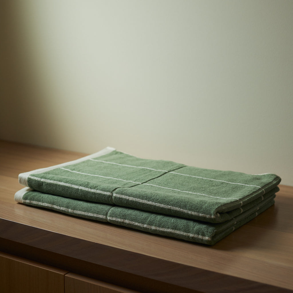 Bethell Bath Towel in Sage and Chalk | Baina | Garian Hong Kong Lifestyle Concept Store