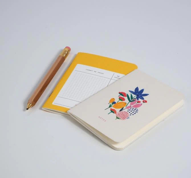 Fleurs Sauvages Mini Pocket Book, Blank and Grid | Paper & Cards Studio