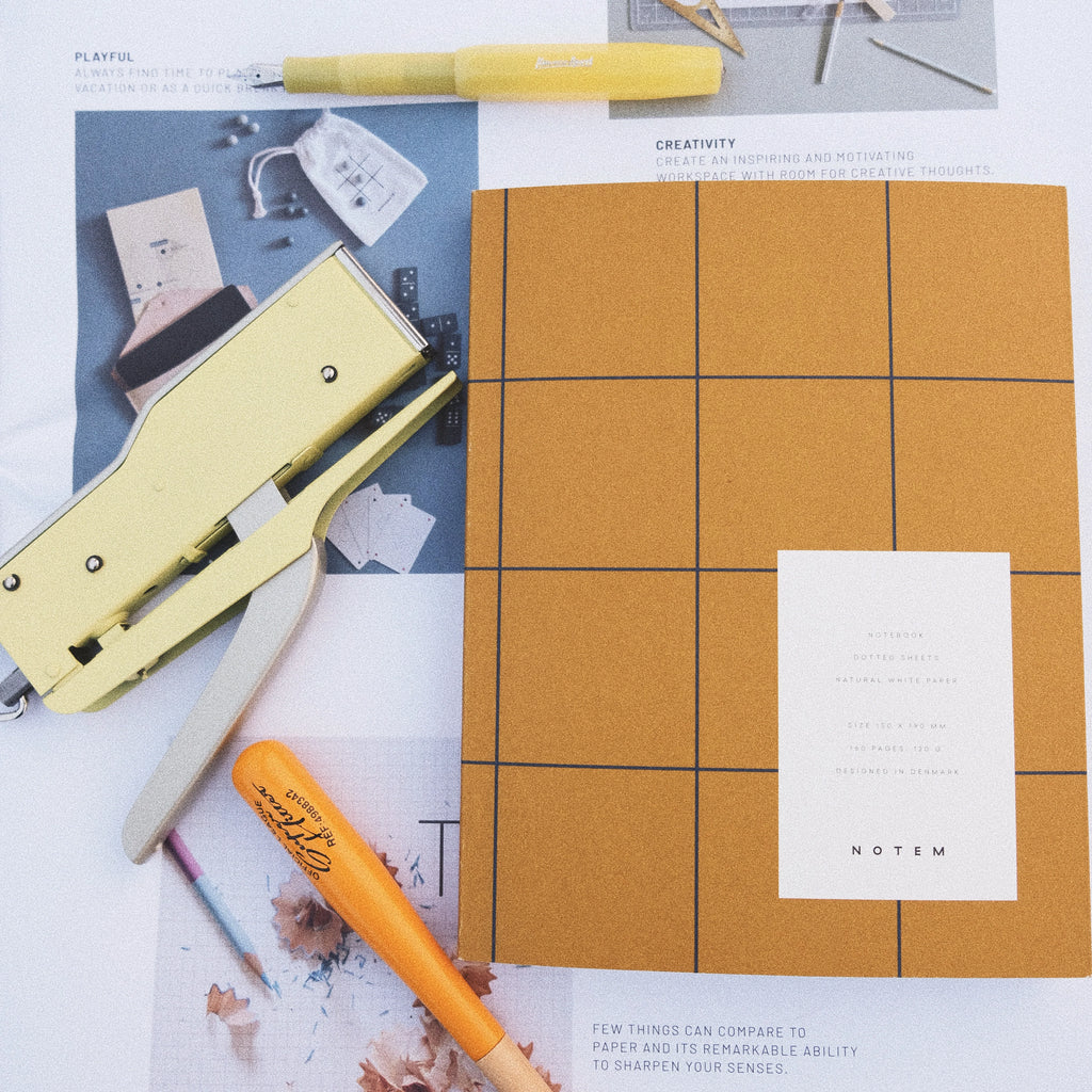 UMA Flat Lay Notebook - Medium, Ochre, Dot Grid | Paper & Cards Studio